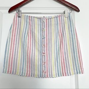 Forever 21 Rainbow Stripe Button Front Mini Skirt Size S